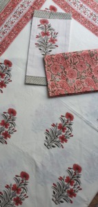 Juego de Sábanas Planas de Algodón con Estampado a Mano de Jaipur, 7 Piezas, Tamaño Doble, Estampado Floral, Ecológico, 250 Hilos, MORVI FAB, Regalo de Boda - Product Image 3