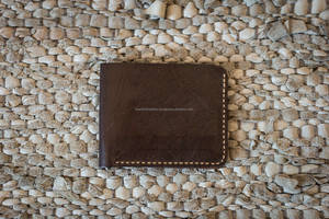 Cartera plegable de cuero genuino de alta calidad, monedero delgado con bloqueo RFID para hombres, Vintage, hecho a mano, OEM - Product Image 2