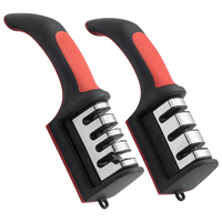 Aiguiseur de couteaux en acier inoxydable 4 en 1, multifonction, manuel, affûtage rapide, ciseaux, outil d'affûtage de couteaux ergonomique à main