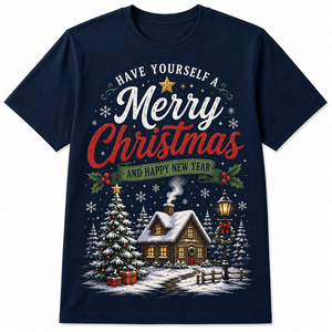 T-shirt imprimé pour homme à manches courtes, coupe classique, col rond, style décontracté, en coton respirant – Joyeux Noël 2026 - Product Image 6