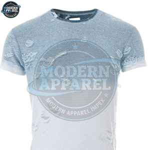 Servicio OEM, Camiseta de Algodón 100% Lisa con Efecto Desgastado para Hombre, Personalizable, Color Sólido, Nueva Moda, Transpirable - Product Image 2