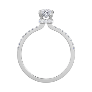 Anillo de Compromiso con Moissanita de 1.50 CT, Corte Esmeralda, Halo Oculto, Engaste de Puntas, Certificado IGI, Bañado en Rodio - Product Image 2