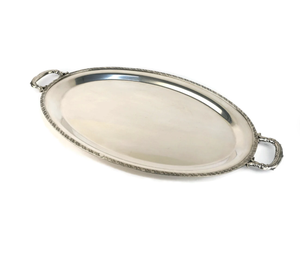 Hot Sale Decorative <b>Silver</b> Oval Tray With Handle Tea <b>Coffee</b> Snacks Serving Trays Home Decoration <b>Table</b> Accessories - Product Image 1