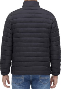 Men's Black Puffer Jacket Stand Collar <b>Zipper</b> Closure Windproof Casual Winter <b>Coat</b> Solid Color Polyester Regular Fit 2026 - Product Image 5