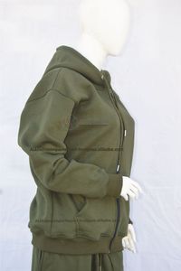 Olive Green Washed <b>Plaid</b> Jogger Tracksuit Set Unisex Hooded Sweatshirt <b>Pants</b> Athletic Sportswear Organic Cotton Fleece Custom - Product Image 4