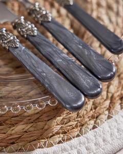 Ensemble de couverts élégants en argent avec poignée en résine design Couverts élégants pour salle à manger moderne, mariage et décoration de table de cuisine - Product Image 2