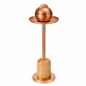 NEW ARRIVALLuxury Gold Incense Burner with Wooden Stand for Home and Office Aromatherapy WOODEN METAL BURNER - Product Image 3
