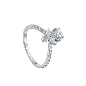 Corazón corte diamante medio Halo solitario acento anillo elegante diamante anillos colección - Product Image 2