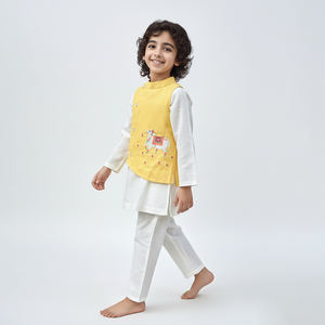 Ensemble Kurta Pyjama en Coton de Haute Qualité pour Garçons avec Veste Brodée Imprimée, Tenue Traditionnelle Ethnique pour Enfants, Prix Export - Product Image 2