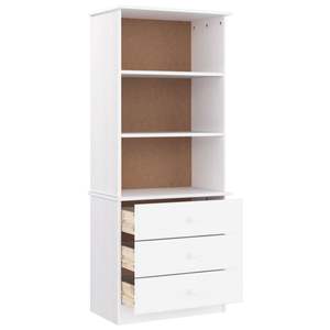 Librería Alta de Madera de Pino Sólido Blanca, Diseño Rectangular - Product Image 4