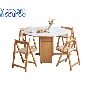 Table d'hôtel extensible de qualité supérieure-Élégante table à manger en chêne en bois massif à usage polyvalent-Table d'hôtel sur mesure du Vietnam - Product Image 4