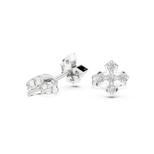 Boucles d'oreilles de fiançailles en or blanc 14 carats avec diamant rond cultivé en laboratoire pour femmes |   Nouveau diamant cultivé - Product Image 4