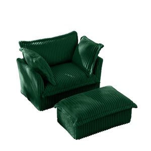 Set di Poltrone per Soggiorno con Pouf Rivestibile, Poltrona Imbottita con Seduta Profonda e Pouf Ampio, Design Elegante - Product Image 6