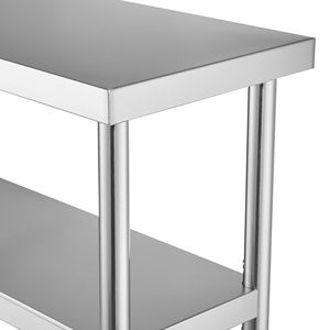 Tavolo da Lavoro per Cucina Commerciale Certificato NSF 14 X 60 X 34 Pollici in Acciaio Inox con 2 Ripiani Inferiori Regolabili per Preparazione Alimenti - Product Image 4