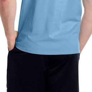 T-shirt à manches courtes gris pour homme, 150 g/m², avec bordure contrastée noire, col rond, style décontracté, coupe classique, logo imprimé à l'avant - Product Image 6