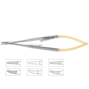 Portaagujas Castroviejo Onyx de 5.5 pulgadas con mandíbula de carburo de tungsteno y polvo de diamante, mango plano con bloqueo, instrumentos oftálmicos para microcirugía - Product Image 1