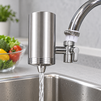 Filtre à eau monté sur robinet en acier inoxydable 304 avec cartouche en céramique et charbon actif