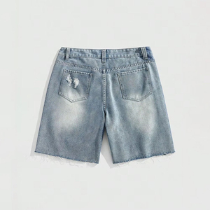 Shorts en jean déchirés et vieillis pour homme Afernon Industry, taille mi-haute, ornés de paillettes, style vintage, écologiques, décontractés, pour l'été, 100 % coton - Product Image 2