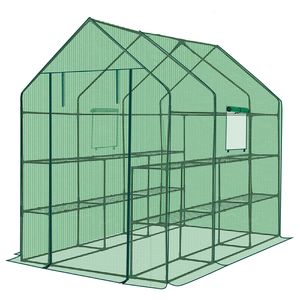 Grande serre portable d'extérieur et d'intérieur de 56 pouces avec 12 étagères et couverture en PE, espace de jardinage accessible avec fenêtres latérales pour jardin - Product Image 6