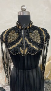 Silver Beaded Shoulder Cape with Long Fringe Tassels Women Evening Party <b>Wedding</b> Collar Overlay Fashion <b>Accessory</b> - Product Image 4