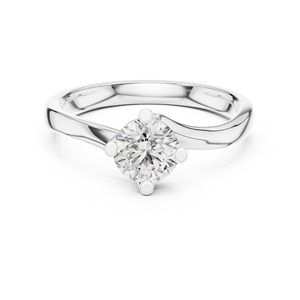 Bague de fiançailles en moissanite taille ronde, or rose, argent sterling 925, avec tige torsadée, solitaire, pour femme - Product Image 5