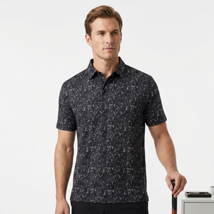 Polo à manches courtes pour homme, imprimé, coupe classique, vêtement décontracté, respirant, en polyester tissé, motif noir et blanc - Product Image 4