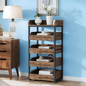 Scaffale in Legno a 5 Cassetti con Cesto Portafrutta e Verdura - Product Image 1