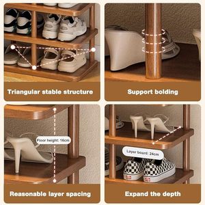 Standing Shoe Storage <b>Shelf</b>, Vertical Shoe Rack, Multi-Functional Storage <b>Shelf</b> for Entryway, Living Room, Bedroom-Brown - Product Image 2