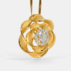 Collar con Colgante de Racimo de Diamantes Cultivados en Laboratorio en Forma de Rosa de Oro Amarillo - Product Image 6