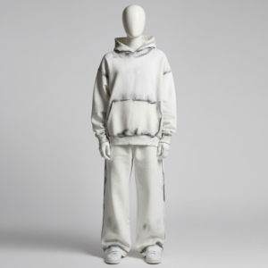 Ensemble de survêtements amples OEM personnalisés 420 g/m² pour homme, gris, style streetwear, avec sweats à capuche et pantalons de jogging, fabricant - Product Image 1