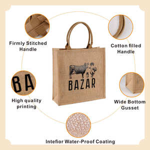 Bolsa de Compras de Yute Reutilizable y Sostenible para Supermercado y Empaque de Regalos - Product Image 1