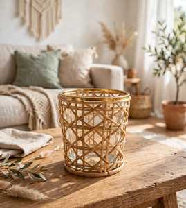 Porte-bougie et couvercle de bocal en verre tressé rond, fait main, bohème, écologique, pour la décoration de table et de la maison - Product Image 1