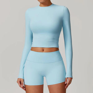 Conjunto de Camiseta Deportiva para Mujer, Corte Ajustado, Ropa Deportiva de Alta Calidad para Gimnasio, Leggings de Yoga, Conjuntos de Yoga con Logotipo Personalizado - Product Image 4