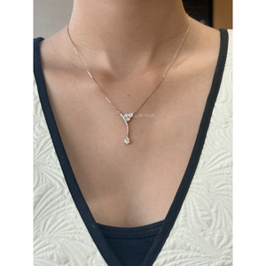 Collar con colgante de diamante talla pera curvado de 0.80 CT, oro macizo auténtico, elegante cadena con dije de lágrima, joyería para mujer, regalo - Product Image 1
