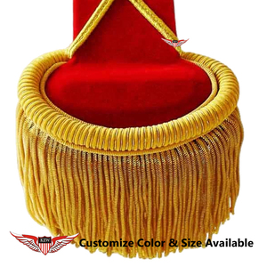Epaulettes de hombro de tela bordada de alta calidad con flecos rojos cordados, personalizados, estilo francés. - Product Image 3