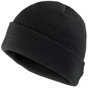Bonnet en laine mérinos tricoté 12GG noir respirant et chaud pour homme et femme, taille standard, vente en gros - Product Image 1