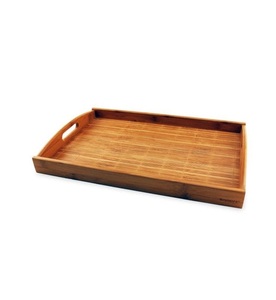 Plateau de service rectangulaire créatif en bois d'acacia nordique avec poignées métalliques, moderne, écologique et multifonctionnel, fourni par les fabricants. - Product Image 3