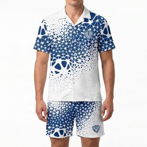Ensemble chemise et short décontracté pour homme grande taille, imprimé 3D cocotier, anti-plis, col revers, manches courtes, style hawaïen, pour l'été et la plage - Product Image 1