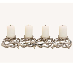 Ensemble de 3 bougeoirs en métal avec finition dorée de luxe, design unique, écologique, décoration de Noël et de mariage pour la maison - Product Image 3