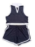 Ensemble robe d'été décontractée 2 pièces sans manches à col double couche en coton 100% séchage rapide teint en pièce à carreaux