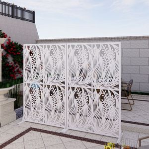 Free Standing W3.8Ft X H6Ft Metal Indoor/Outdoor Decorative <b>Privacy</b> Screen for Patio <b>Balcony</b> Indoor Dividers - Product Image 4