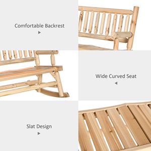 Sillón mecedora de madera resistente para 2 personas con diseño de tronco, sofá de jardín para patio y patio trasero, asientos anchos curvos, aspecto natural - Product Image 5