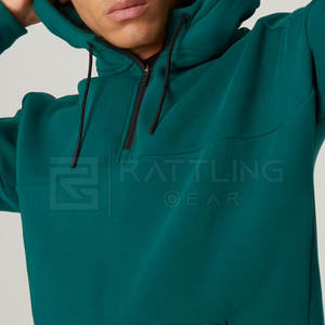 2024 usine en gros hommes Gym Fitness Hoodies Logo personnalisable 100% coton grande taille hiver impression bouffée techniques fermeture éclair - Product Image 3