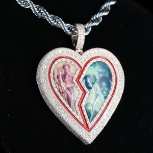 Heart Shape Moissanite Enamel Pendant 925 Silver Custom Photo Picture Luxury <b>Memorial</b> Jewelry For <b>Gifts</b> Hip Hop Iced Out Pendant - Product Image 3