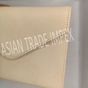 Elegant Cream Leather Envelope Clutch Travel <b>Pouch</b> Classy Women Evening Bag Luxury Cowhide Wallet Sleeve Sleek Daily Organizer - Product Image 3