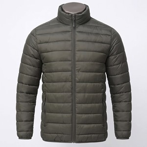 Veste d'hiver matelassée pour homme, col montant, fermeture éclair, rembourrage en polyester, coupe-vent, décontractée, couleur unie, coupe classique - Product Image 2