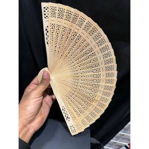 Customized Rustic Sandalwood Indian Hand Folding Fans for Indoor Use for Summer Wedding Bridal Showers Beach Weddings Home <b>Decor</b> - Product Image 1