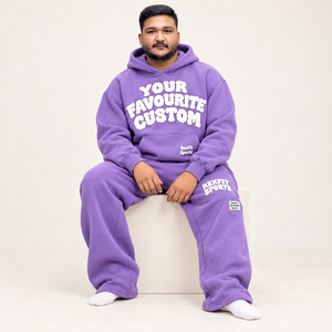 Conjunto Deportivo RexFit para Hombre, Sudadera con Capucha y Pantalones Deportivos Morados, Estampado Flocado, Ropa Casual de Otoño, 100% Algodón, Felpa Francesa - Product Image 1