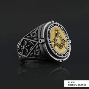 Bague Maçonnique BOJ 010 Personnalisée Unisexe, Bague Chevalière Maître Maçon du Texas, Style Hip Hop Argenté, Prix Bas - Product Image 4