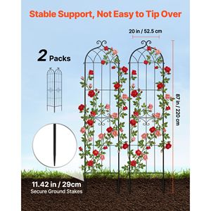 Traliccio per Rose 87 x 20 Pollici, Confezione da 2, Tralicci da Giardino Componibili con Chiusura, Altezza 3 Piedi, Finitura Verniciata a Polvere - Product Image 2